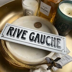 Rive Gauche metal sign Influencer prop